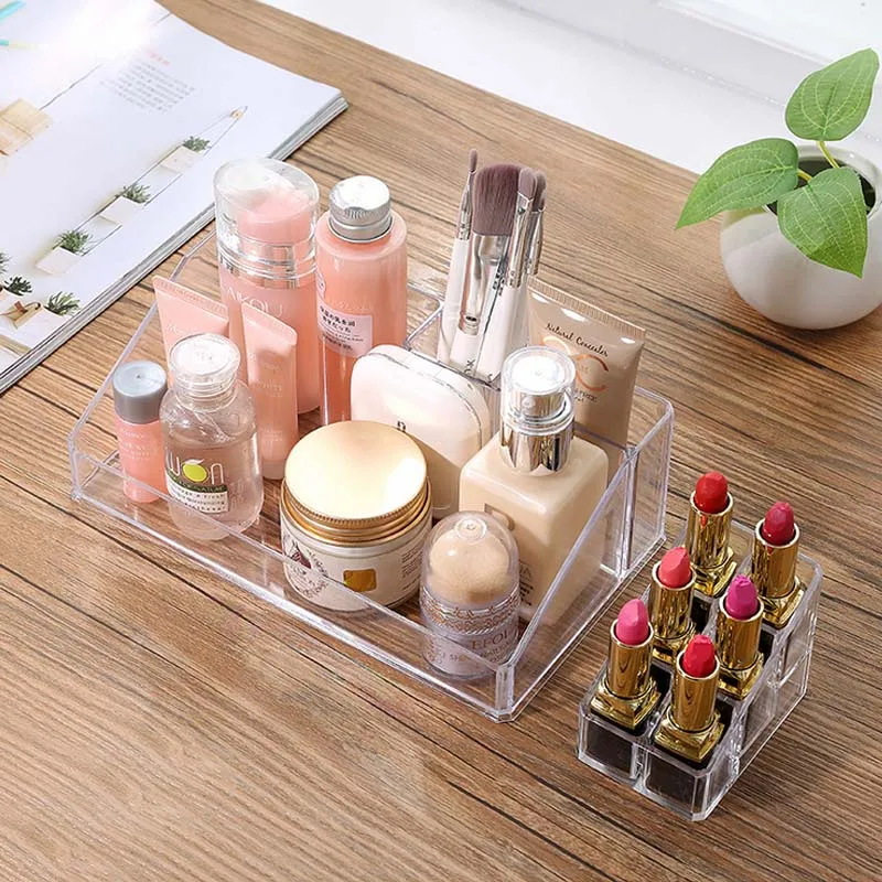 

Clear Plastic Lipstick Holder Nail Polish Rack Cosmetic Makeup Storage Shelf Bathroom Make Up Organizer Prateleiras Organizadora