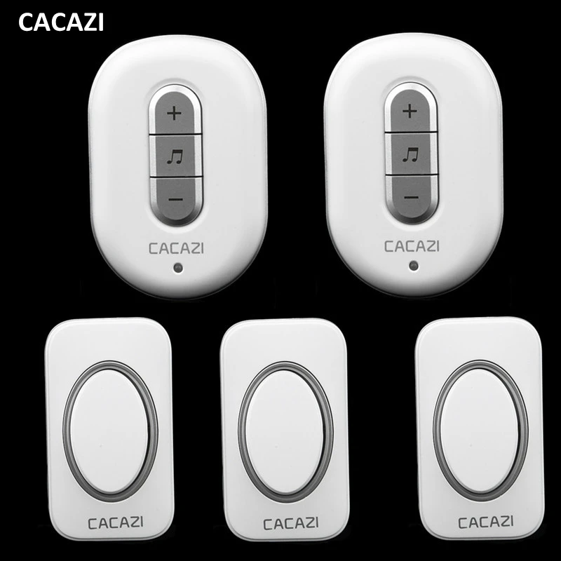 

CACAZI-C9918,3 transmitters+2 receivers High Quality Waterproof 280m work range Mini Wireless Door bell 48 Ring tunes for choose
