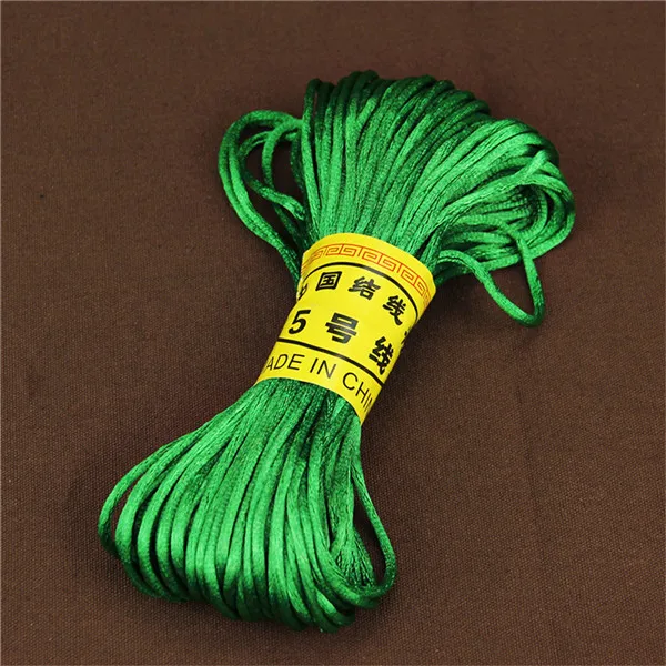 2 мм 20 м атласный шелк китайский узловой шнур оплетенный шнур для изготовления ювелирных изделий Бисероплетение веревка DIY соска цепь аксессуары - Цвет: Green