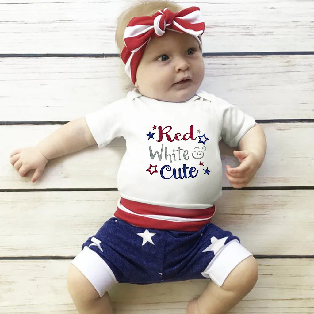 

Baby boy cotton clothes Casuel baby set kids clothes set for boys summer boy set 4th of July Stars Romper Stripe Outfit T514