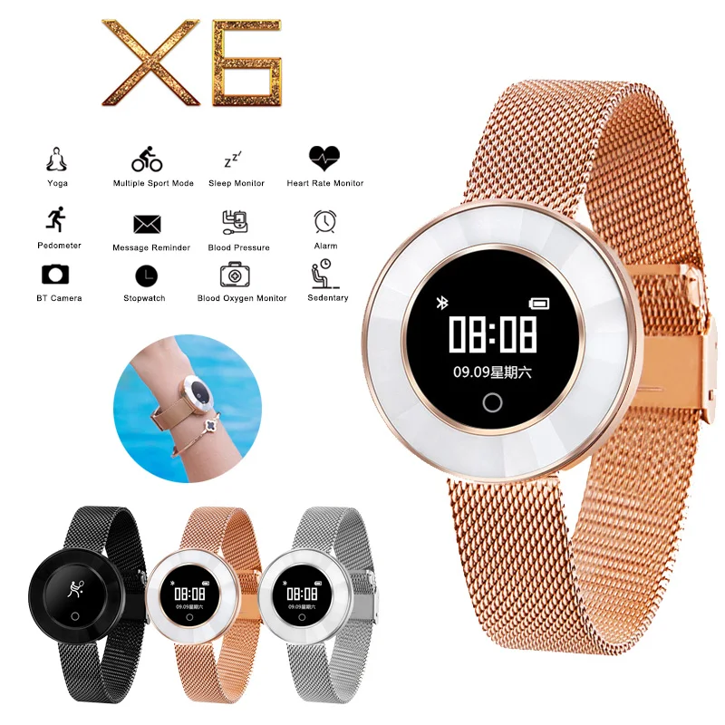 

X6 Smart Band women Heart rate Pedometer IP68 Waterproof Smart Bracelet Bluetooth notification Smartband For Android IOS