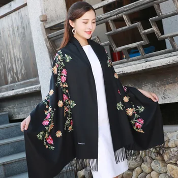 

200*70cm Women Print Black big shawl cashmere shaw cashmere scarves with tassel lady winter warm scarf female party supplies