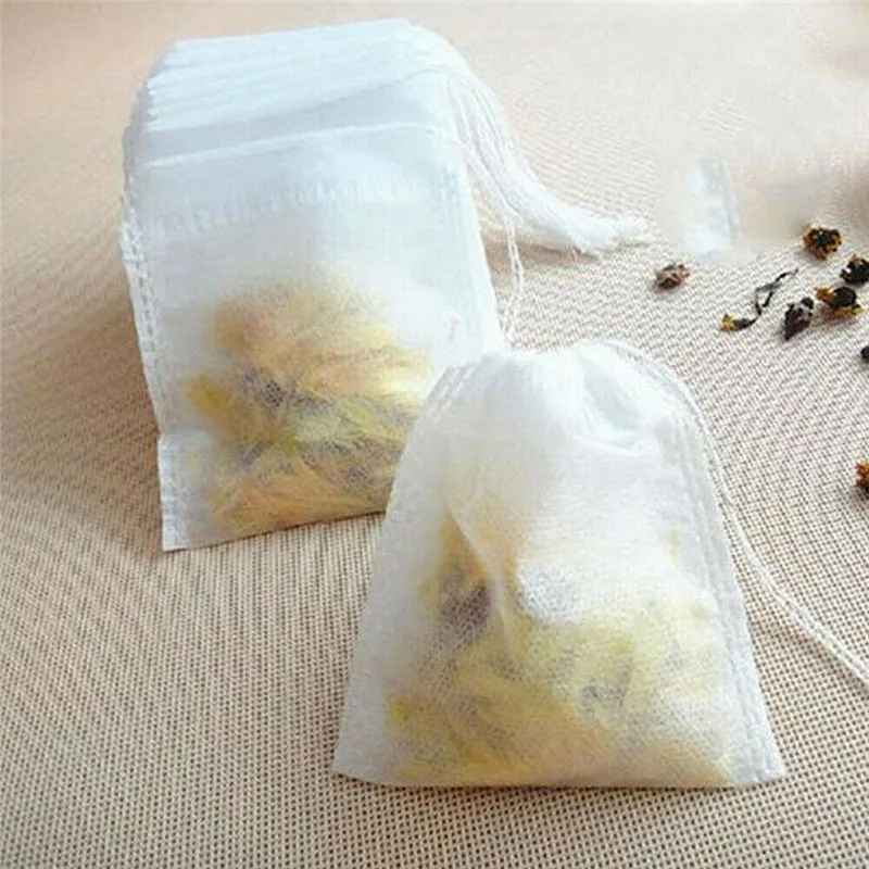 100x пустые чайные пакетики струны теплового уплотнения фильтровальной бумаги травяной листовой чай пакеты чай мешок