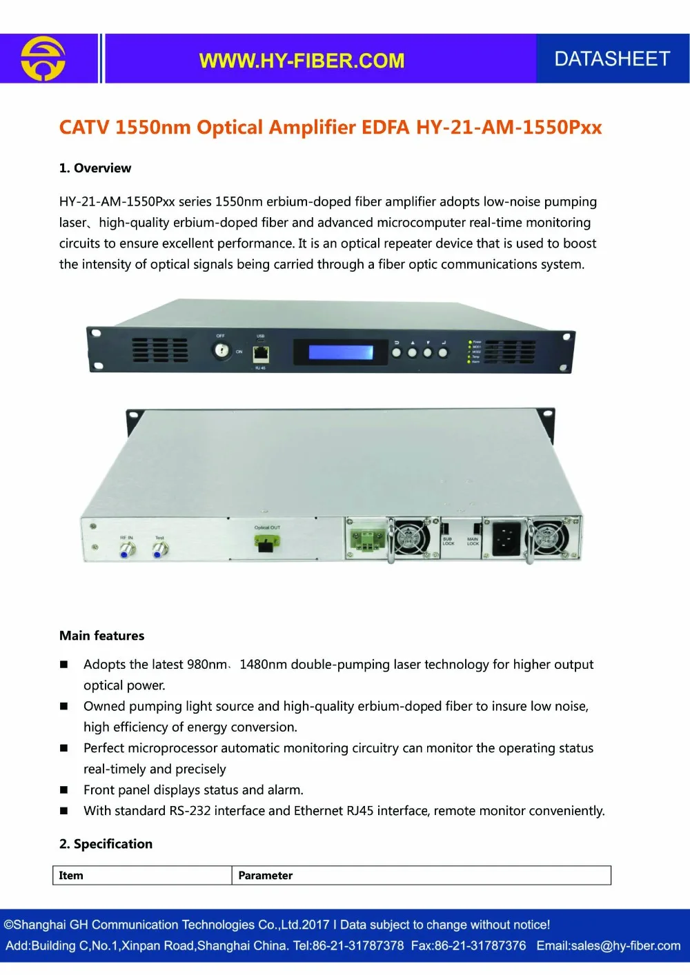 CATV 1510nm optical amplifier EDFA1 