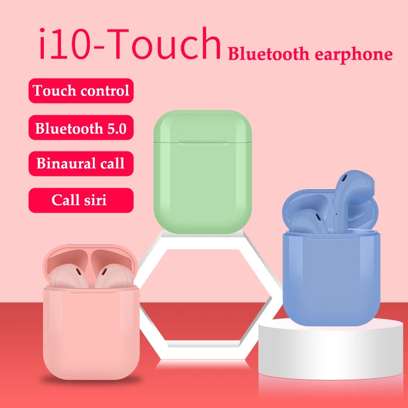 

New i10-Touch TWS Earphone Wireless Bluetooth 5.0 Earbuds Binaural Call Automatic pairing Earphone Headset for iphone 6 7 8 X s