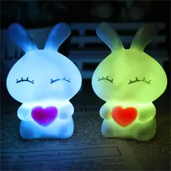 Красочные светодиодные прекрасные ночные лампы любовь куклы-кролики Ночная мультфильм лампы дети прикроватная лампа спальня настольная