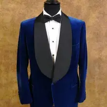 Последний дизайн пальто брюки синий бархат смокинг жениха Черный шаль блейзер с лацканами мужские свадебные вечерние костюмы выпускного вечера(куртка+ брюки) terno