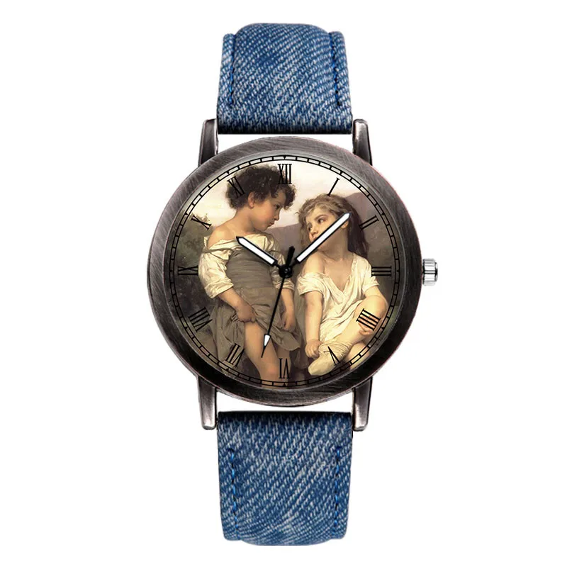 

E-0004 Little Baby Cute Watch Dial Personalized Relojes Wrist Watches Couple Clock Denim Band Watches Personal Brand