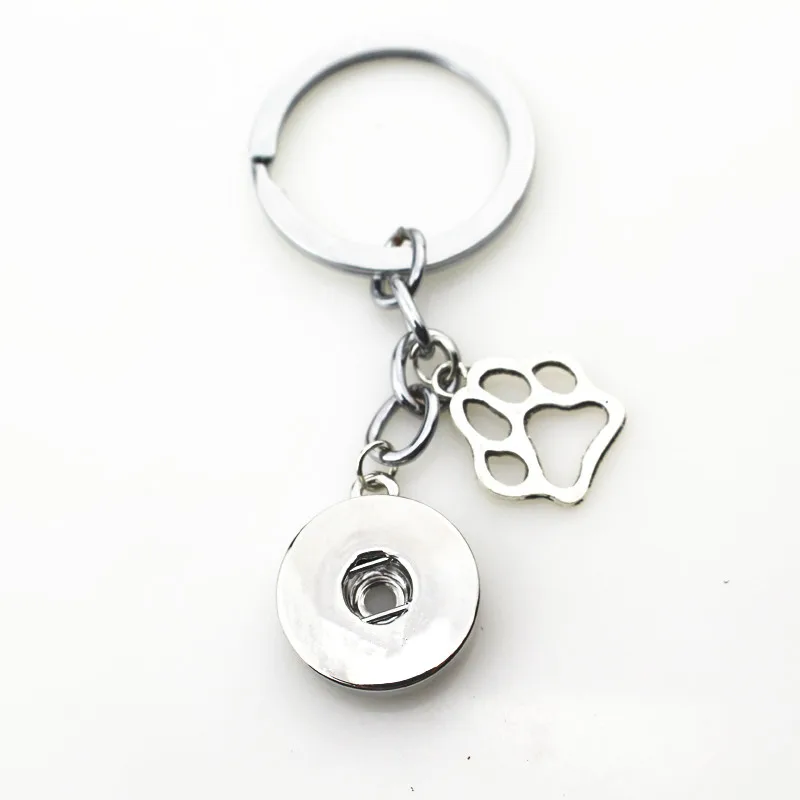 

10pcs/lot Hot wholesale Dog Paw Snap Keychains Keyring fit 18mm DIY Ginger Snaps Button Jewelry