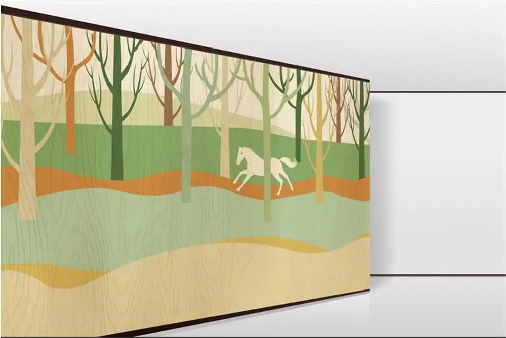 Us 14 7 51 Off 3d Wallpaper Custom Photo Wall Paper Hand Draw Forest Running Horse Mural Tv Sofa Bedroom Ktv Hotel Living Room Children Room In