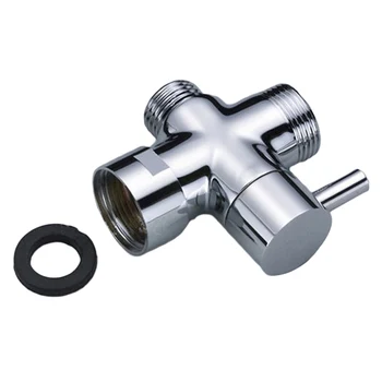 

1/2" Bathroom Shower Faucet T Connector Ceramic Cartridge 3 Way Plating Diverter Toilet Bidet Shattaf Tap Valve