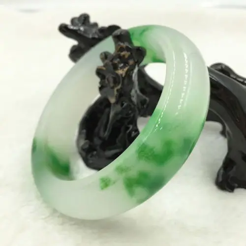 

free shipping 01616 Chinese Natural Beautiful Emerald Green Nephrite Jade Bangle Bracelet