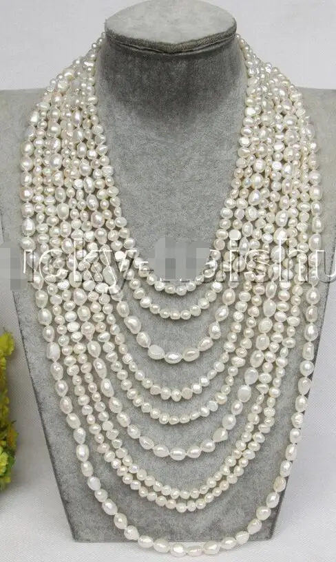 

Free Shipping >>> natural 17"-32" 9row white pearls necklace magnet clasp j11764