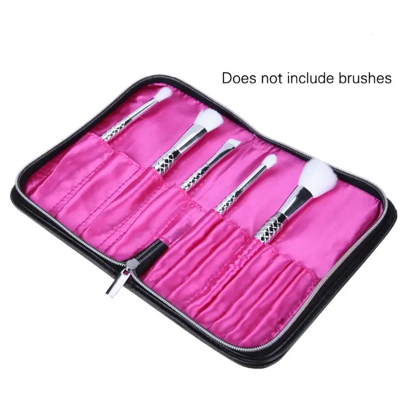 

Black Zipper Empty PU Leather Makeup Cosmetic Brush Holder Organizing Bag Professional Home Storage Tool For Cosmetic Brush