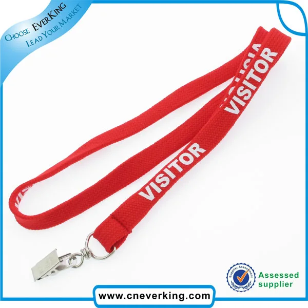 1CM Width Custom Tube Neck lanyard White Logo Imprint Metal Bulldog