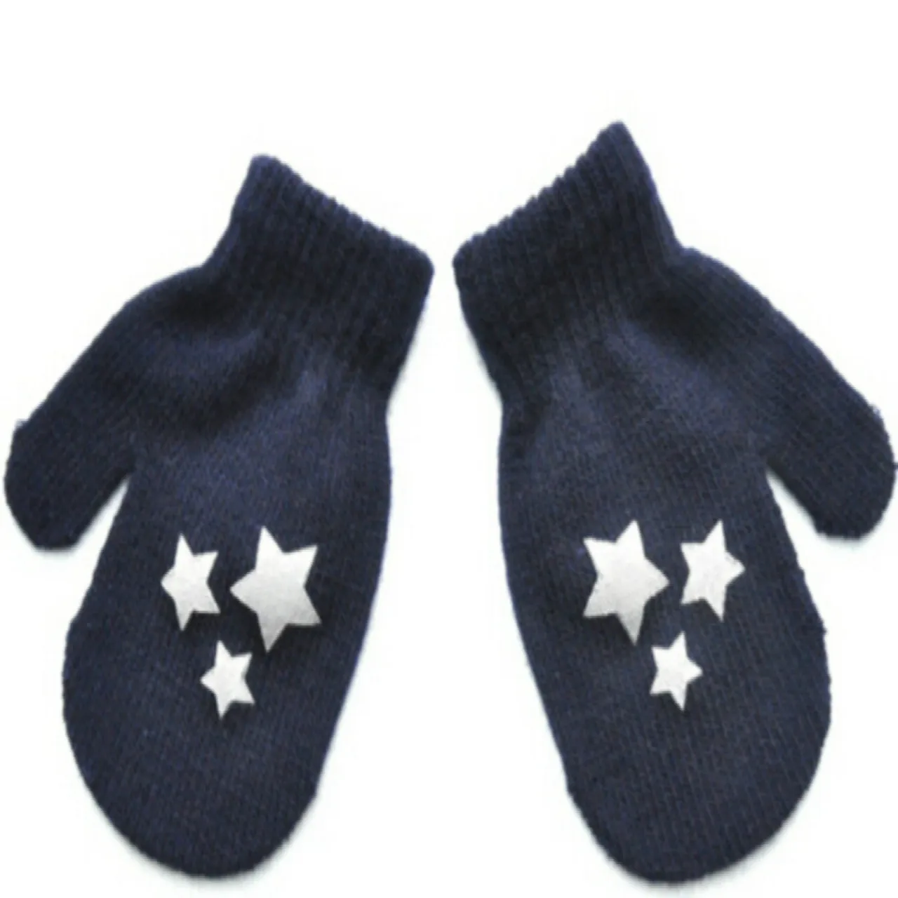 Зима, 4 цвета, детские варежки в горошек со звездами и сердечками, мягкие вязаные теплые перчатки для мальчиков и девочек