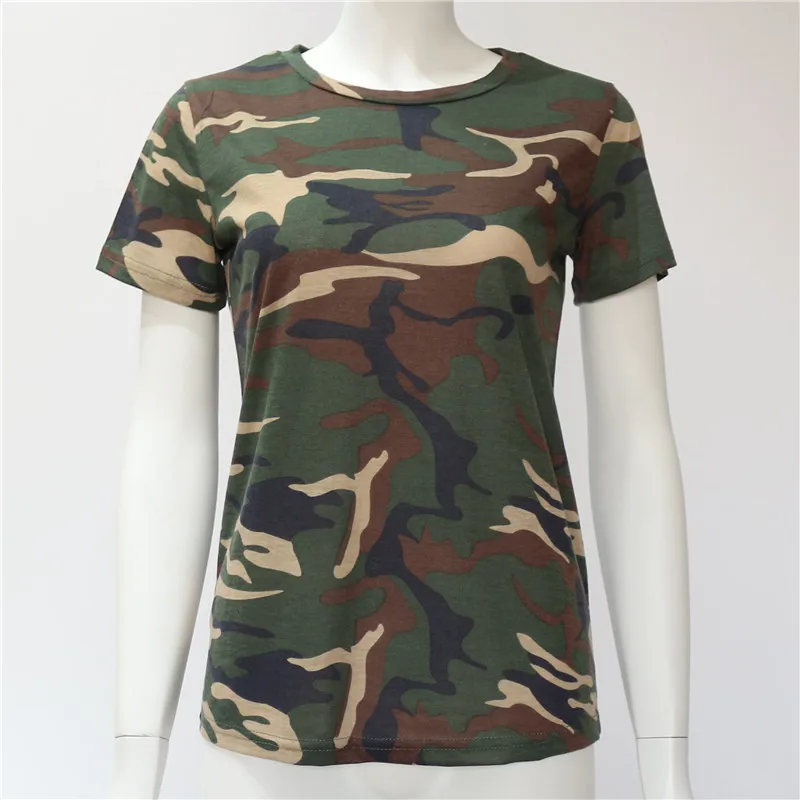 Women Camouflage Tops Tees Slim O neck Female Cotton Tops Plus Size S XXXL T Shirt 2018 Summer