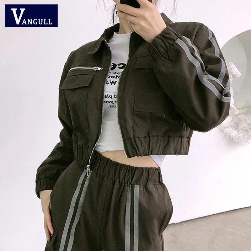 Vangull новая верхняя одежда укороченный бомбер для женщин патч с длинным рукавом
