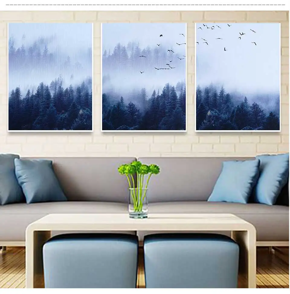 Canvas Poster Nordic Decor Forest Poster Painting Landscape Picture By Numbers On Canvas Wall Art Posters And Prints Living Room    (7)