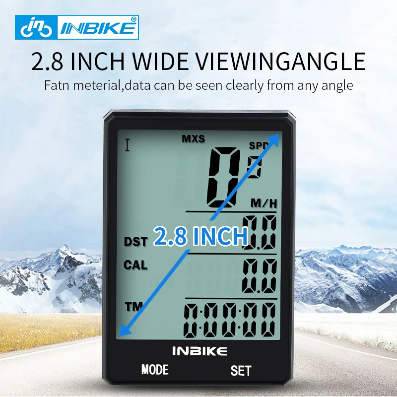 INBIKE 2.8 ''شاشة كبيرة دراجة الكمبيوتر اللاسلكية دراجة الحاسوب المعطف عداد السرعة عداد المسافات الدراجات للقياس ساعة توقيت
