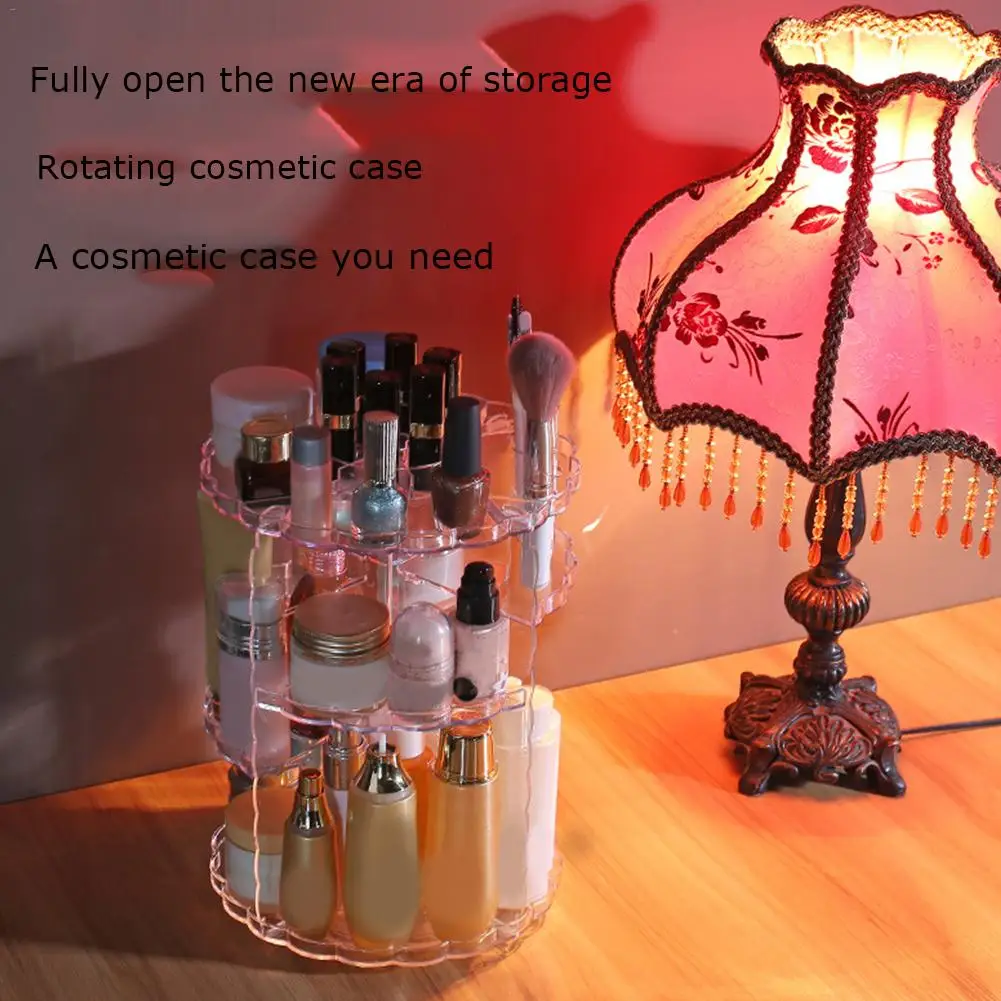 

Storage Rack Makeup Organiser Rotating Adjustable Acrylic Cosmetic Finishing Holder Large Capacity Perfume Display Shelf