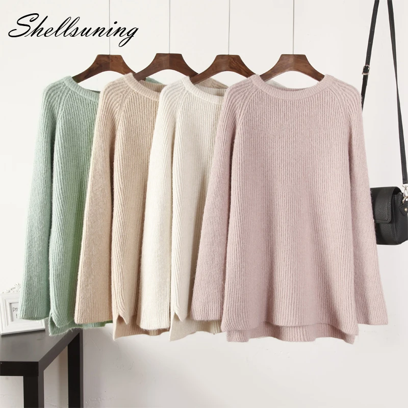 

Shellsuning Solid Color Sweater Women Autumn Winter New 2019 Oversized Knitted Pullover Korean Basic Wide Warm Female Jumper Top