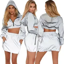 Модные летние Для женщин Bodycon 2 шт. укороченный Топ и юбка, комплект одежды платье Вечерние спортивный комплект с капюшоном, спортивный костюм Trianning