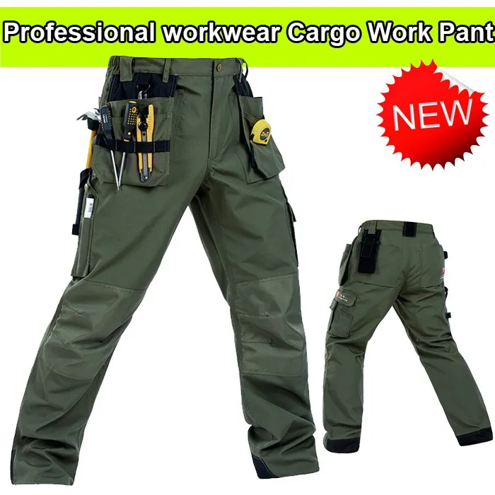 Bauskydd мужские высококачественные рабочие брюки из полихлопка, износостойкие мужские рабочие брюки с карманами, рабочие брюки, армейский зеленый цвет
