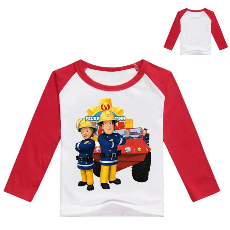 Boys Girls Fireman Sam T Shirt Fireman Cartoon Roupas Children Costume