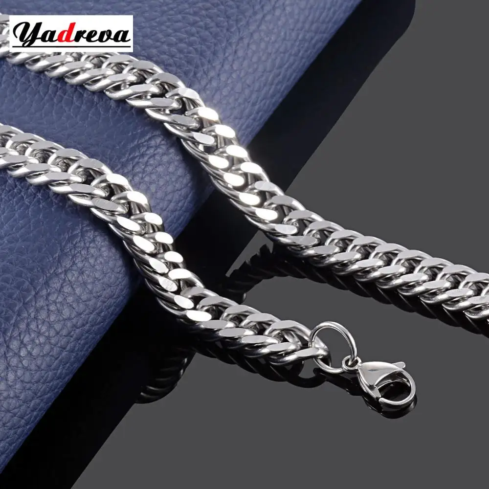 

Fashion Stainless Steel Men's Silver Cuban Chain 7.5mm/9mm Necklace Waterproof Link Curb Chain Gift Jewelry Length Custom
