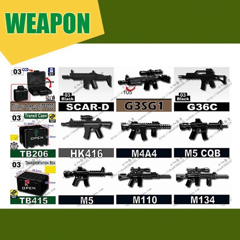

MOC New Military Series Compatible LegoINGlys SWAT City Police Gun Army Weapon Pack Bricks Building Block Toys for Children Gift