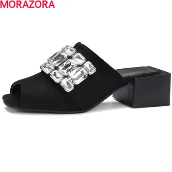 

MORAZORA Plus size 34-47 New high quality shoes hot sale woman rhinestone mid heels women sandals summer new arrival shoes