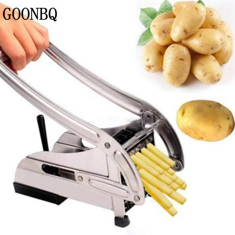 

GOONBQ 1 pc Potato Cutter Machine Stainless Steel Kitchen French Fry Cutters Cucumber Slicer Cutting Tool Potato Chip Slicer