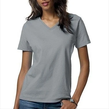Hanes 5780 Relaxed Fit Women Comfortsoft V-Neck T-Shirt Small Light Steel Grey (1)