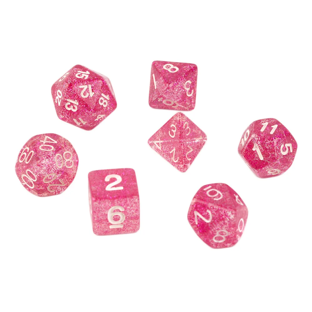 

7pcs/Set Games Multi Sides Pink Purple Dice D4 D6 D8 D10 D12 D20 Magic Thick Dices