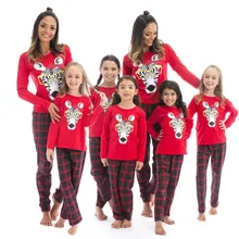 Одинаковые комплекты для семьи Новогодние рождественские пижамы одежда для мамы и дочки, для женщин и девочек Семейные пижамы Рождественская одежда семейный образ