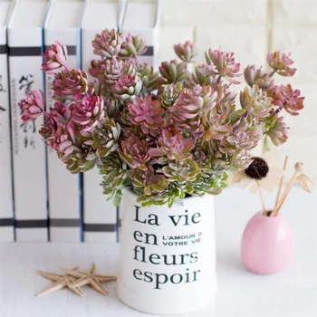 

Fake Sprayed Lotus (7 stems/piece) Simulation Plastic Succulent plant for Wedding Home Showcase Decorative Artificial Flowers
