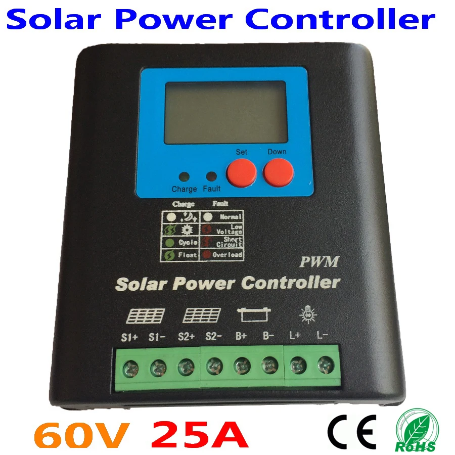 25A 60V Solar Controller, home use solar panels 25A 60V with reverse