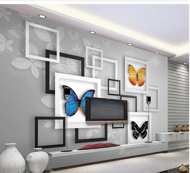 

Custom photo wallpapers 3d mural walpaper geometric abstraction butterfly dream living room TV setting wall papers home decor