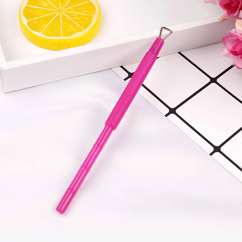 

Pink Handle Remover Manicure Care Tools Triangle Stick Rod Nail Cuticle Pusher Pro Plastic