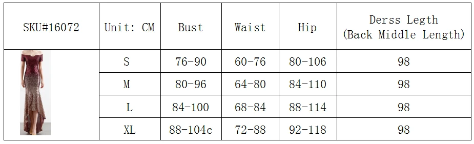 16072 size chart