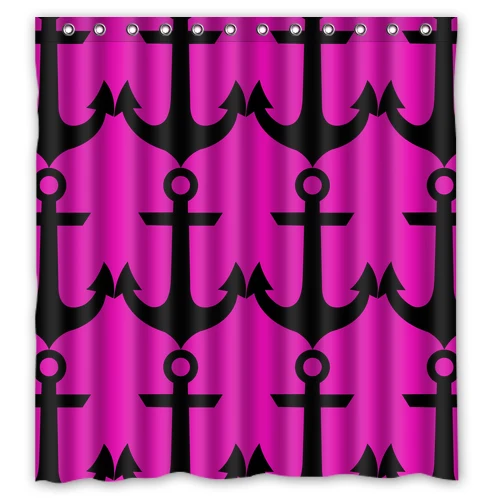 Черные якори фиолетовые модные на заказ уникальные водонепроницаемые занавески для душа занавески для ванной комнаты s 36x72, 48x72, 60x72, 66x72 дюймов