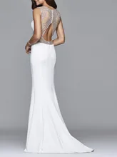 Eleganten Weißen Strass Meerjungfrau Abendkleider Lange 2016 Hohe Qualität Plus Size Prom Kleid Partei Cocktailkleid Robe De Soiree