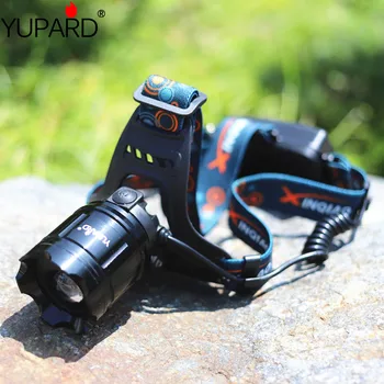 

YUPARD zoomable Q5 5W LED Head Light HEADLAMP FLASHLIGHT camping hunting Frontals Lantern rechargeable 18650 battery red laser