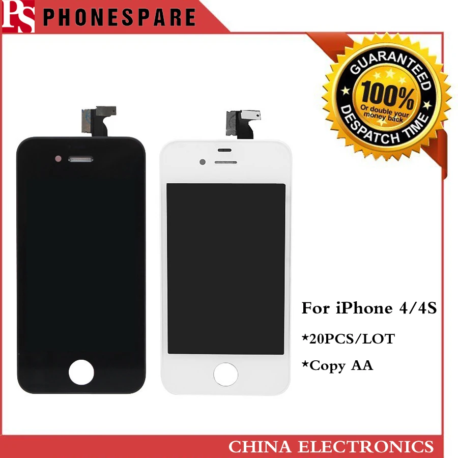 20PCS/LOT Fast Shipping White and Black Color Mobile Phone LCD For Apple iPhone 4S LCD Touch Screen Digitizer Assembly