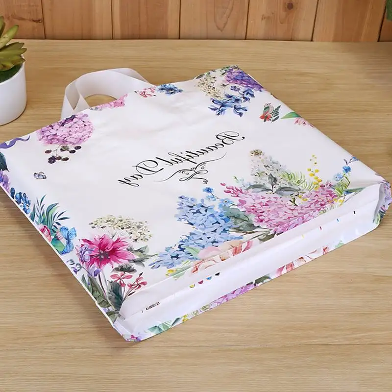 50 шт. цветочный толстый пластиковый пакет Свадебная вечеринка Подарочная сумка хозяйственная сумка