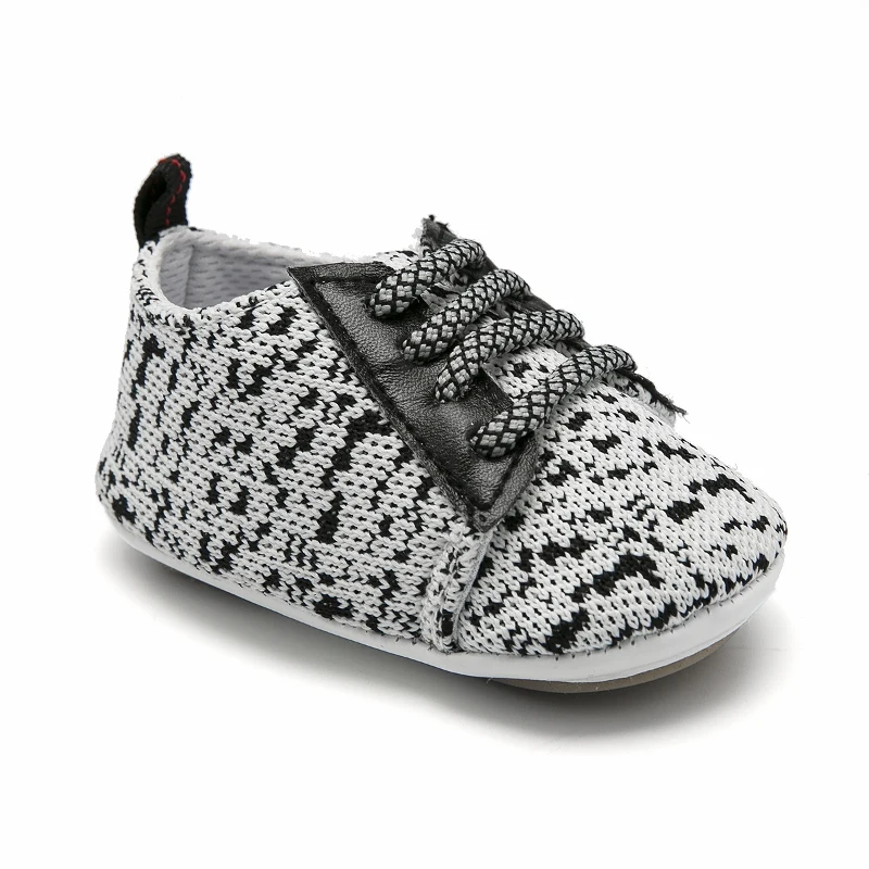 

New Born Baby Shoes Knit Lace-Up Rubber Sole Shoes Prewalkers Toddler Kids Sneakers Boys Shoes Bebek Patik 0-18Months