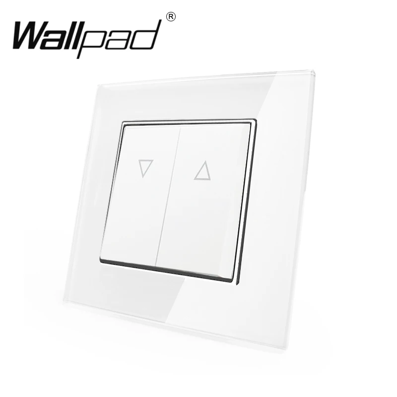 

2 Button Curtain Switch Wallpad 110-250V White Luxury Glass EU European Styple Reset Curtain Window Blind Switch with Claws Back