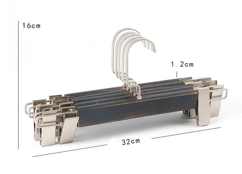 10 шт. черные антикварные деревянные штаны вешалка с прищепками, Sepia полированная сделать старый стиль вешалка для юбки