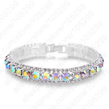 

Stylish Cubic Zirconia Shining Bracelets Attractive 925 Sterling Silver Rainbow CrystalFor Women Shiny Wedding Jewelry